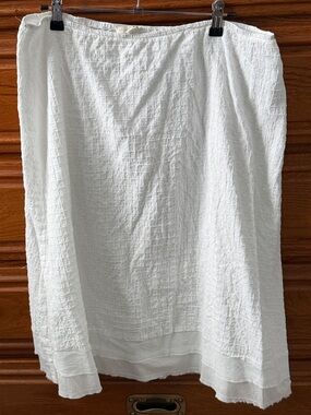 Eileen Fisher White Textured Midi Skirt, organic cotton